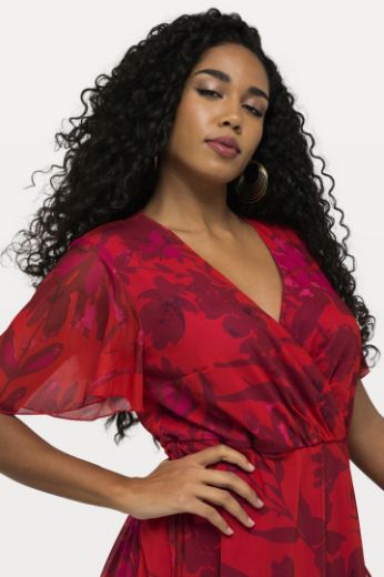 Plus size veliki brojevi Haljina elegantna cvjetnog printa V izreza za punije