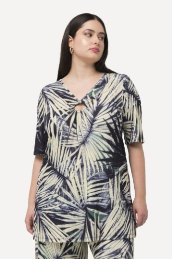 Plus size veliki brojevi Majica kratkih rukava s printom palmi za punije