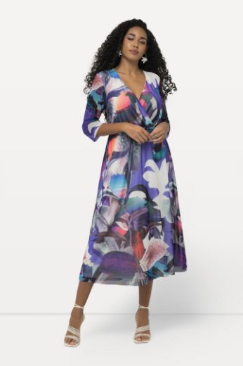Plus size veliki brojevi Haljina elegantna cvjetnog printa 3/4 rukavi za punije