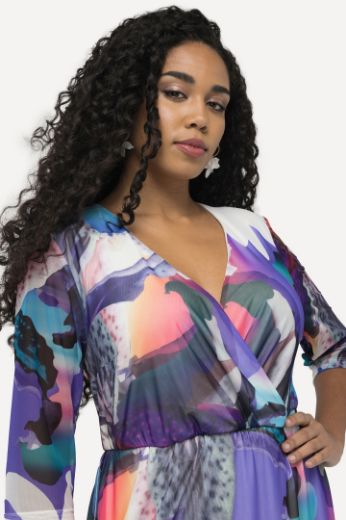 Plus size veliki brojevi Haljina elegantna cvjetnog printa 3/4 rukavi za punije