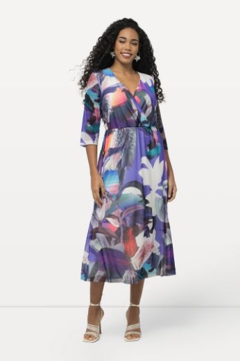 Plus size veliki brojevi Haljina elegantna cvjetnog printa 3/4 rukavi za punije