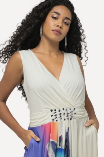 Plus size veliki brojevi Haljina elegantna bez rukava dužeg kroja za punije