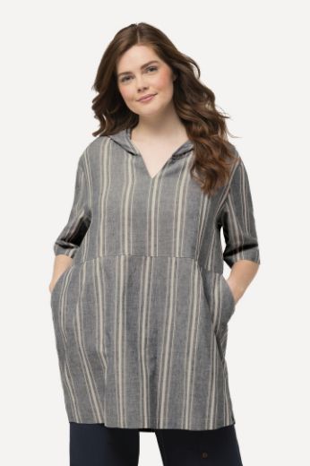 Plus size veliki brojevi Tunika na pruge kratkih rukava za punije