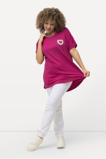 Plus size veliki brojevi Majica dužeg modela kratkih rukava s printom srca za punije