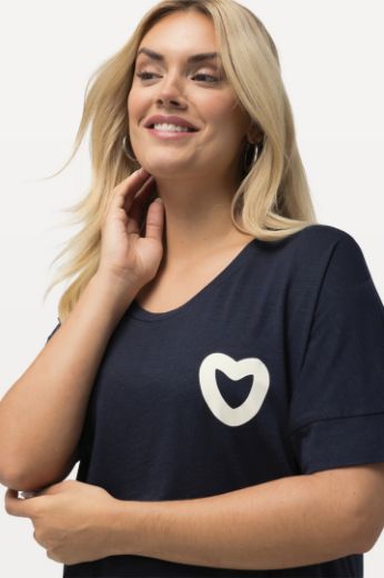 Plus size veliki brojevi Majica dužeg modela kratkih rukava s printom srca za punije