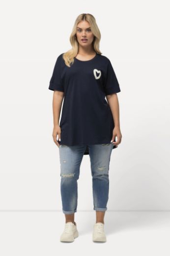 Plus size veliki brojevi Majica dužeg modela kratkih rukava s printom srca za punije