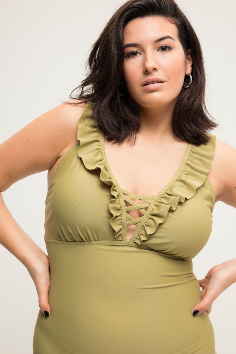 Plus size veliki brojevi Kupaći kostim jednodijelni s volanima za punije