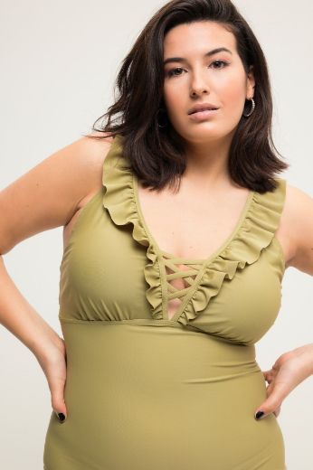 Plus size veliki brojevi Kupaći kostim jednodijelni s volanima za punije