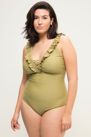 Plus size veliki brojevi Kupaći kostim jednodijelni s volanima za punije