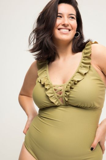 Plus size veliki brojevi Kupaći kostim jednodijelni s volanima za punije