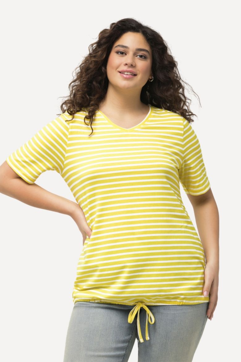 Plus size veliki brojevi Majica kratkih  rukava V ovratnika na pruge za punije