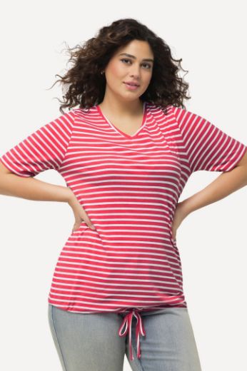 Plus size veliki brojevi Majica kratkih  rukava V ovratnika na pruge za punije