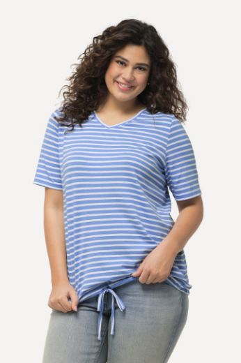 Plus size veliki brojevi Majica kratkih  rukava V ovratnika na pruge za punije