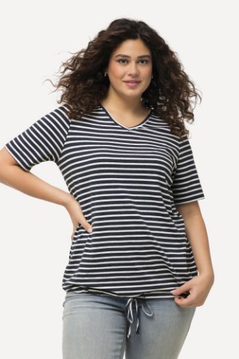 Plus size veliki brojevi Majica kratkih  rukava V ovratnika na pruge za punije