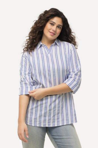 Plus size veliki brojevi Bluza dugih rukava na pruge za punije