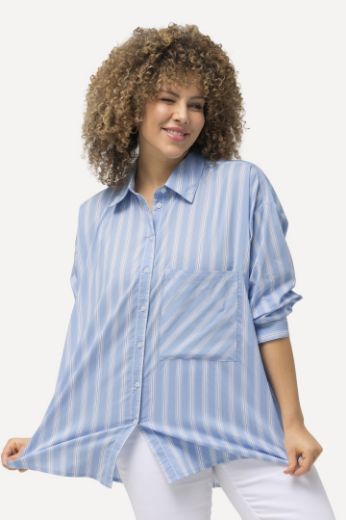 Plus size veliki brojevi Bluza dugih rukava s džepom na pruge za punije