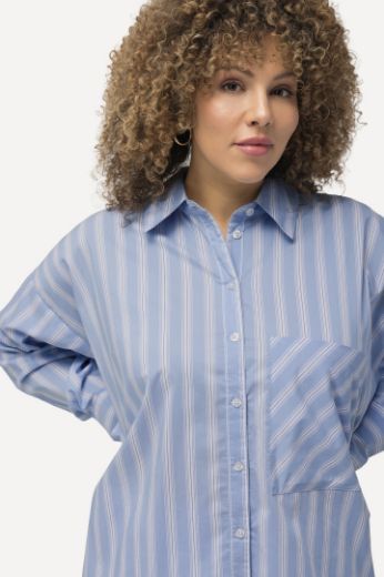 Plus size veliki brojevi Bluza dugih rukava s džepom na pruge za punije