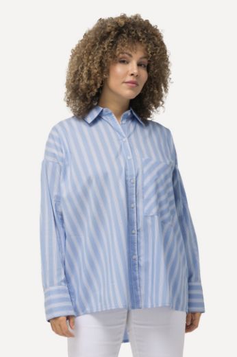 Plus size veliki brojevi Bluza dugih rukava s džepom na pruge za punije