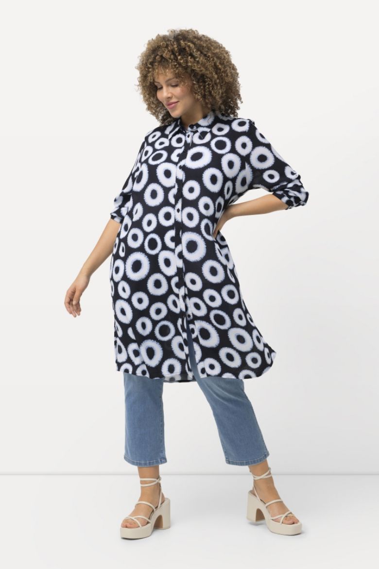 Plus size veliki brojevi Bluza dužeg kroja motiv krugova za punije
