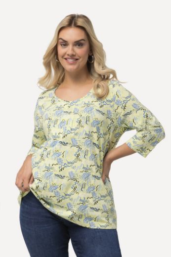 Plus size veliki brojevi Majica 3/4 rukavi s printom iskrivljenih pruga za punije