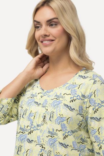 Plus size veliki brojevi Majica 3/4 rukavi s printom iskrivljenih pruga za punije