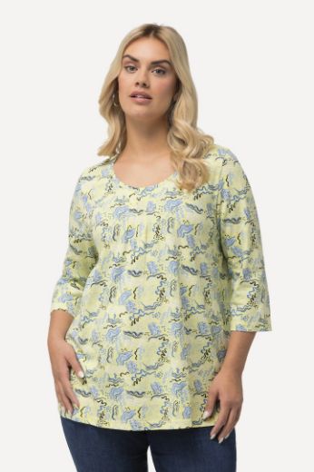 Plus size veliki brojevi Majica 3/4 rukavi s printom iskrivljenih pruga za punije