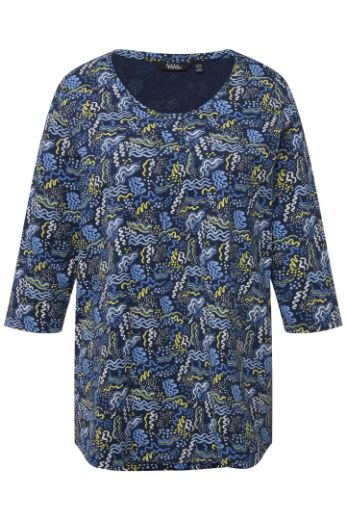 Plus size veliki brojevi Majica 3/4 rukavi s printom iskrivljenih pruga za punije