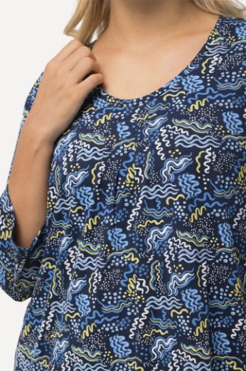 Plus size veliki brojevi Majica 3/4 rukavi s printom iskrivljenih pruga za punije