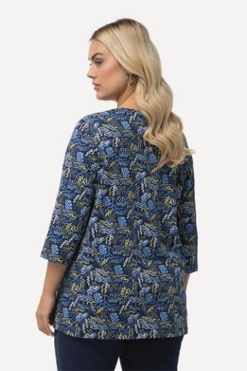 Plus size veliki brojevi Majica 3/4 rukavi s printom iskrivljenih pruga za punije