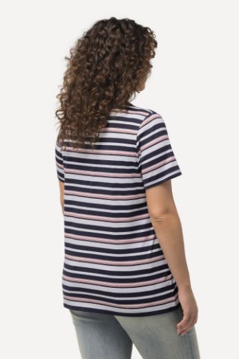 Plus size veliki brojevi Majica V ovratnika na pruge kratkih rukava za punije