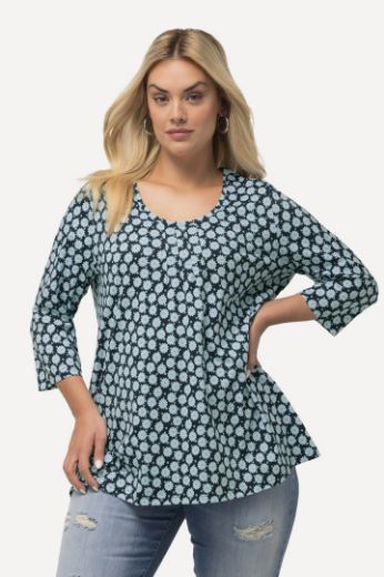 Plus size veliki brojevi Majica 3/4 rukava cvjetnog printa za punije