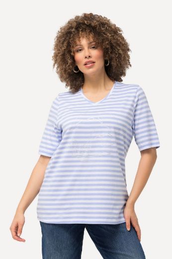 Plus size veliki brojevi Majica kratkih rukava V ovratnika na pruge motiv delfina za punije