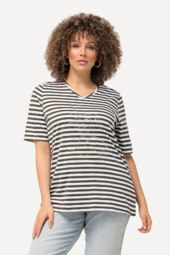 Plus size veliki brojevi Majica kratkih rukava V ovratnika na pruge motiv delfina za punije