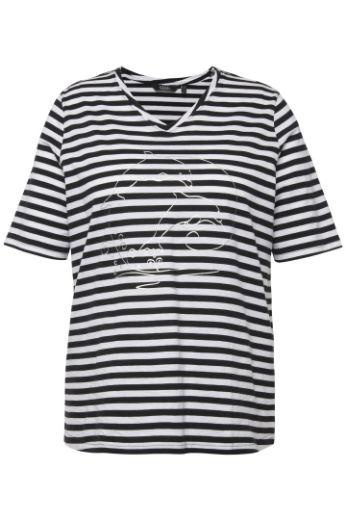 Plus size veliki brojevi Majica kratkih rukava V ovratnika na pruge motiv delfina za punije
