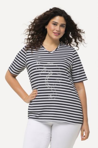 Plus size veliki brojevi Majica kratkih rukava V ovratnika na pruge motiv delfina za punije