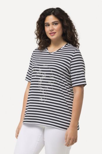 Plus size veliki brojevi Majica kratkih rukava V ovratnika na pruge motiv delfina za punije