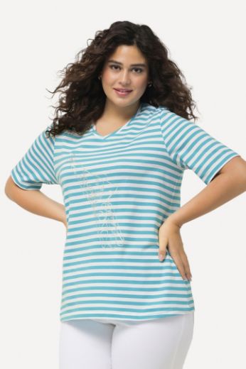 Plus size veliki brojevi Majica kratkih rukava V ovratnika na pruge motiv delfina za punije