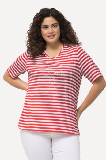 Plus size veliki brojevi Majica kratkih rukava V ovratnika na pruge motiv delfina za punije
