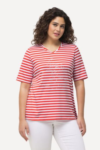 Plus size veliki brojevi Majica kratkih rukava V ovratnika na pruge motiv delfina za punije