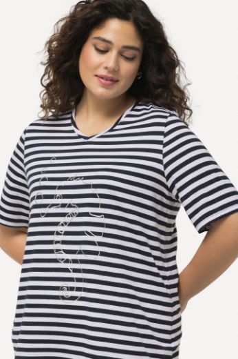 Plus size veliki brojevi Majica kratkih rukava V ovratnika na pruge motiv delfina za punije