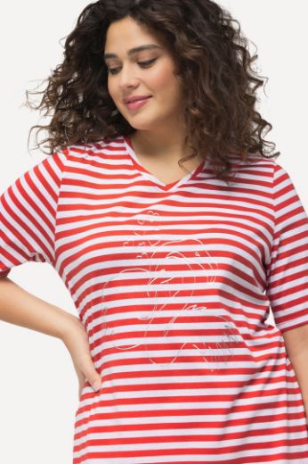 Plus size veliki brojevi Majica kratkih rukava V ovratnika na pruge motiv delfina za punije