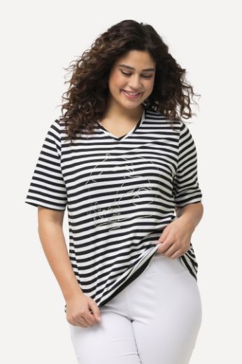 Plus size veliki brojevi Majica kratkih rukava V ovratnika na pruge motiv delfina za punije