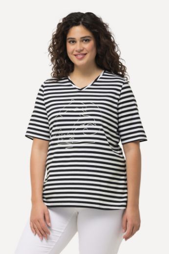 Plus size veliki brojevi Majica kratkih rukava V ovratnika na pruge motiv delfina za punije