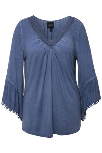 Plus size veliki brojevi Majica 3/4 rukava s volanima i ukrasnom čipkom na obrubima za punije