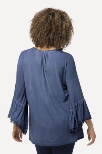 Plus size veliki brojevi Majica 3/4 rukava s volanima i ukrasnom čipkom na obrubima za punije