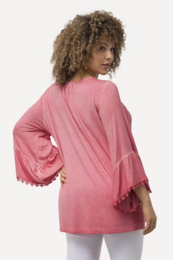 Plus size veliki brojevi Majica 3/4 rukava s volanima i ukrasnom čipkom na obrubima za punije