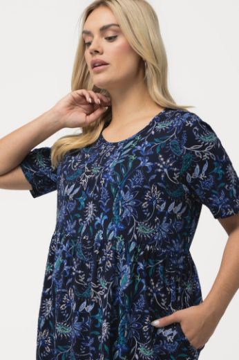 Plus size veliki brojevi Haljina midi kratkih rukava s cvjetnim printom za punije