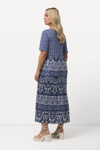 Plus size veliki brojevi Haljina midi kratkih rukava s printom za punije