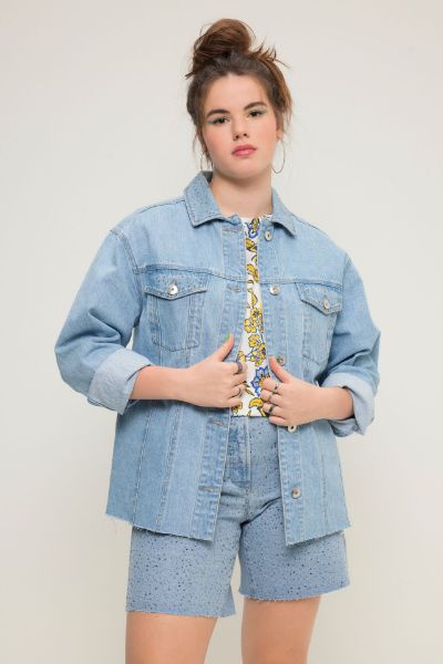 Veliki brojevi Jakna traper s ukrasnim dodacima moda za punije