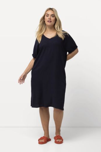Plus size veliki brojevi Haljina V ovratnika kratkih rukava za punije